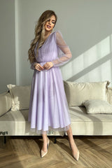 Bicotone Evening Midi Dress | Chic Layered Skirt & Feminine Style