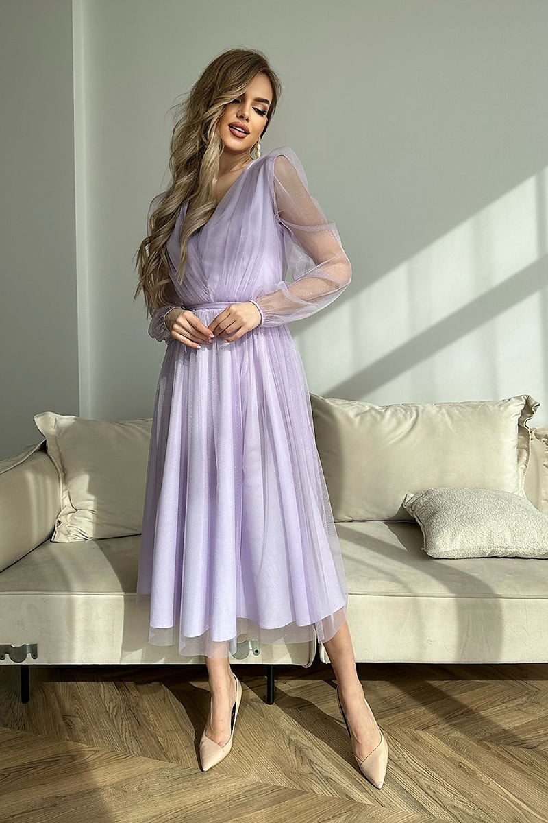 Bicotone Evening Midi Dress | Chic Layered Skirt & Feminine Style