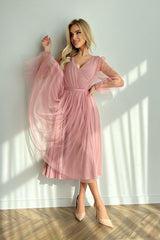 Bicotone Evening Midi Dress | Chic Layered Skirt & Feminine Style