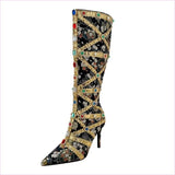 Dazzling Rhinestone Encrusted High Heel Boots for Modern Style
