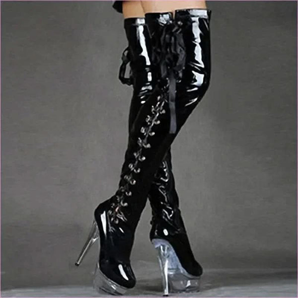 Dazzling Thigh Boots with Crystal Platform for Unmatched Style and Elegance