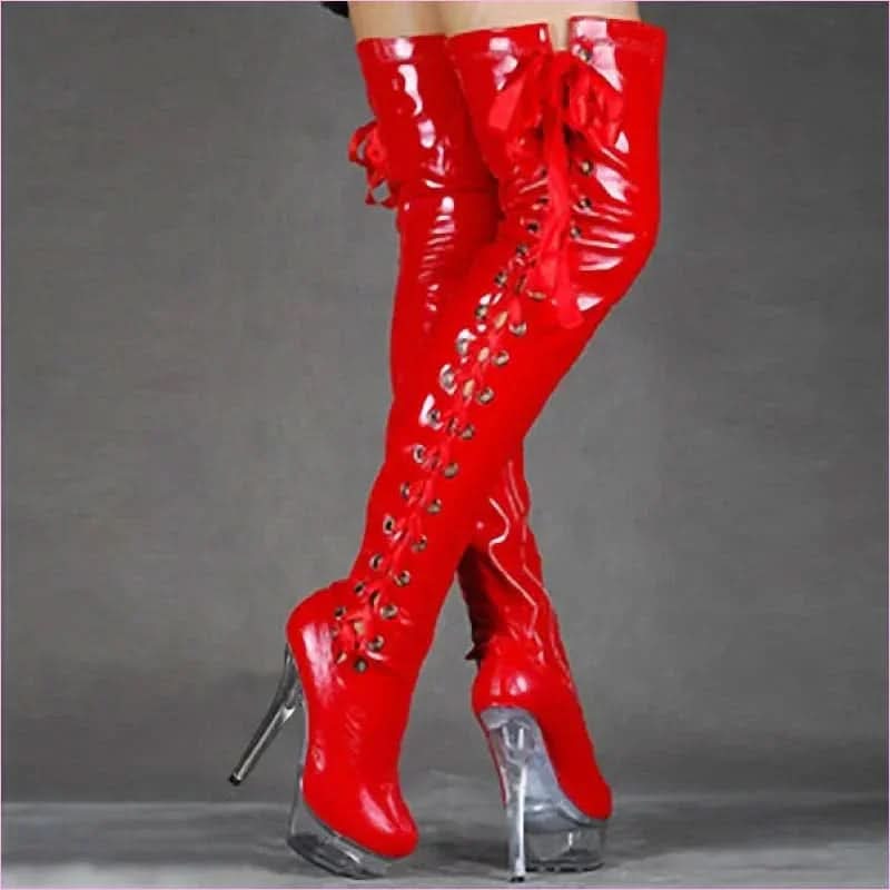 Dazzling Thigh Boots with Crystal Platform for Unmatched Style and Elegance