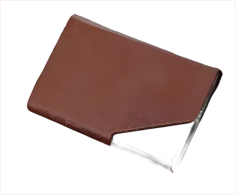 Denim Leather Unisex Business Credit Card Holder with Metal Accents