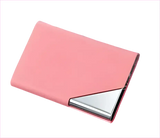 Denim Leather Unisex Business Credit Card Holder with Metal Accents