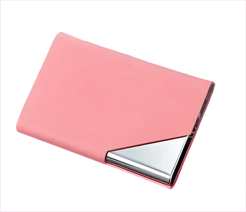 Denim Leather Unisex Business Credit Card Holder with Metal Accents