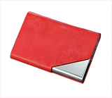 Denim Leather Unisex Business Credit Card Holder with Metal Accents