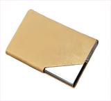 Denim Leather Unisex Business Credit Card Holder with Metal Accents