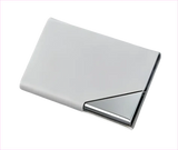 Denim Leather Unisex Business Credit Card Holder with Metal Accents