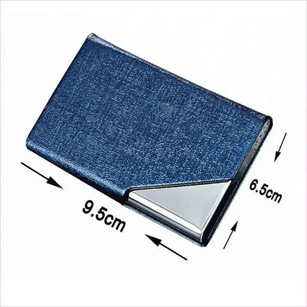 Denim Leather Unisex Business Credit Card Holder with Metal Accents
