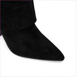 Designeri Style Ladies Pointed Toe Knee High Metal Buckle Boots