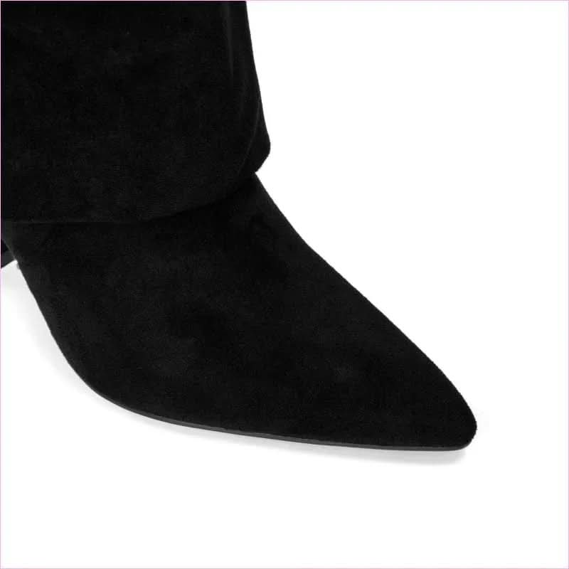 Designeri Style Ladies Pointed Toe Knee High Metal Buckle Boots