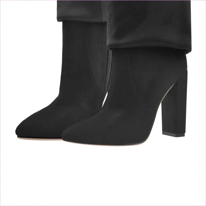 Designeri Style Ladies Pointed Toe Knee High Metal Buckle Boots