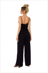 Draped Neckline Pantsuit Unique Fashion Style