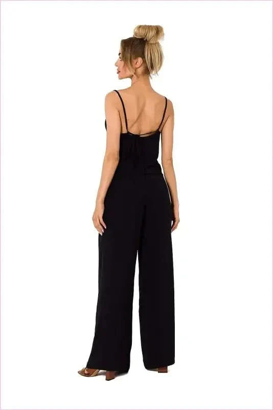 Draped Neckline Pantsuit Unique Fashion Style