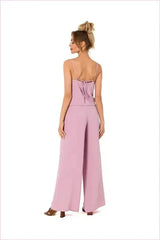 Draped Neckline Pantsuit Unique Fashion Style