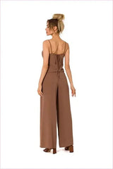 Draped Neckline Pantsuit Unique Fashion Style