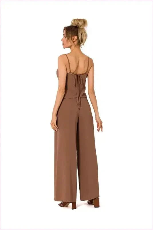 Draped Neckline Pantsuit Unique Fashion Style