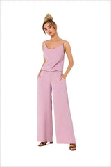 Draped Neckline Pantsuit Unique Fashion Style