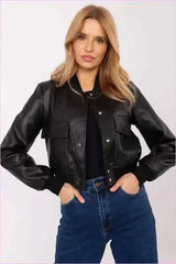 Eco Leather Bomber Jacket Women's Fashion Style