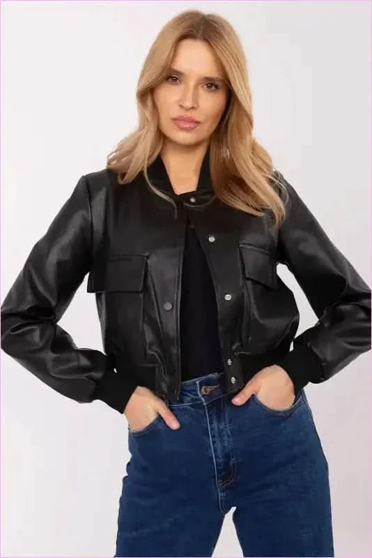 Eco Leather Bomber Jacket Women's Fashion Style