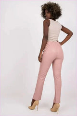Eco Leather Slit Pants High Rise Unique Style Fashion