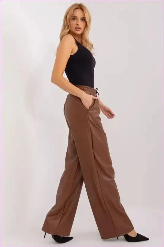 Ecological Leather High Waist Pants Unique Fashion Style