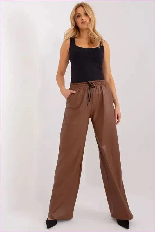 Ecological Leather High Waist Pants Unique Fashion Style