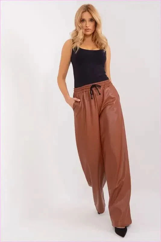Ecological Leather High Waist Pants Unique Fashion Style