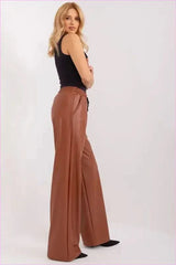 Ecological Leather High Waist Pants Unique Fashion Style