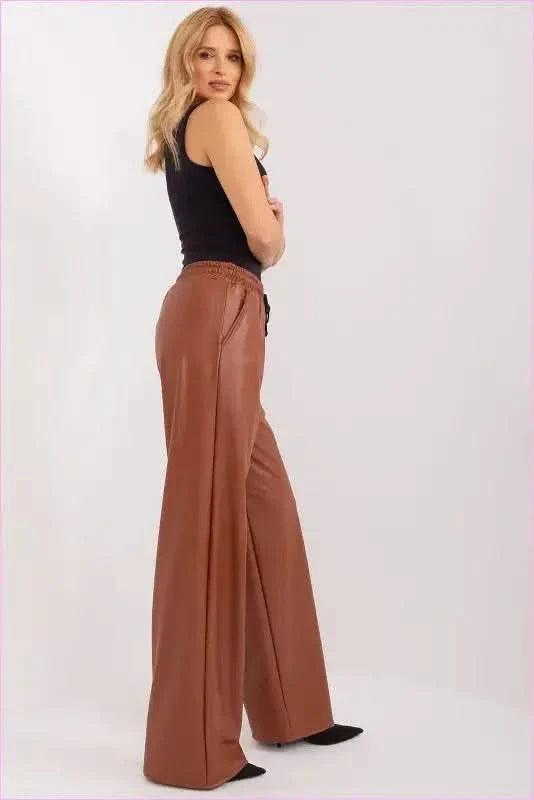 Ecological Leather High Waist Pants Unique Fashion Style