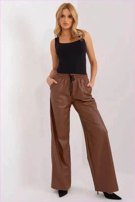Ecological Leather High Waist Pants Unique Fashion Style
