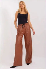 Ecological Leather High Waist Pants Unique Fashion Style