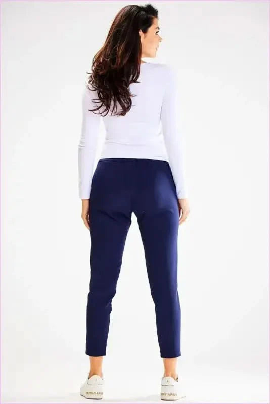 Elastic Waist Fitted Pants Unique Style Fashion