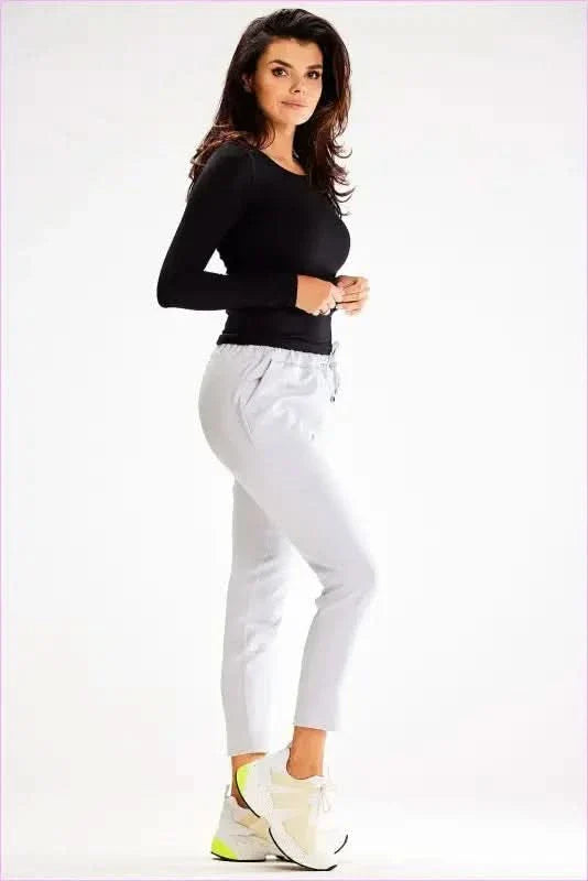 Elastic Waist Fitted Pants Unique Style Fashion