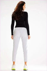 Elastic Waist Fitted Pants Unique Style Fashion