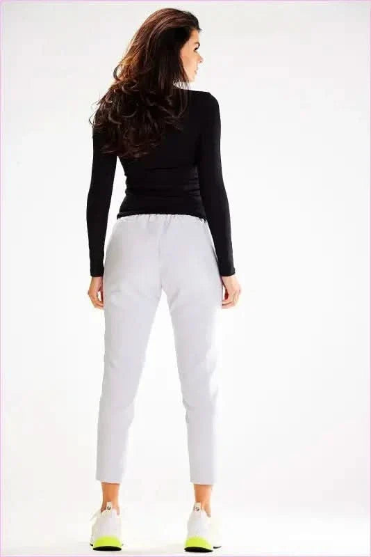 Elastic Waist Fitted Pants Unique Style Fashion