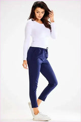 Elastic Waist Fitted Pants Unique Style Fashion