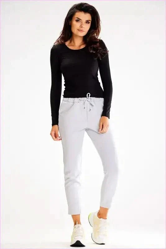 Elastic Waist Fitted Pants Unique Style Fashion