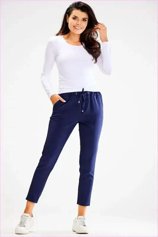Elastic Waist Fitted Pants Unique Style Fashion