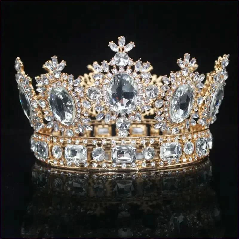 Elegant Crystal Bridal Crown Headpiece with Red Gemstones