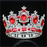 Elegant Crystal Bridal Crown Headpiece with Red Gemstones