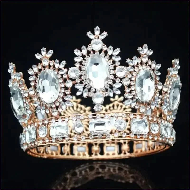 Elegant Crystal Bridal Crown Headpiece with Red Gemstones