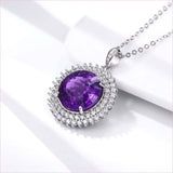 Elegant Natural Amethyst Necklace with Round Bird’s Nest Cut in Silver