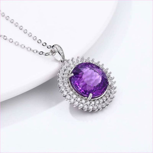 Elegant Natural Amethyst Necklace with Round Bird’s Nest Cut in Silver