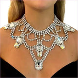 Exaggerated Crystal Large Floral-inspired Luxury Rhinestone Necklace