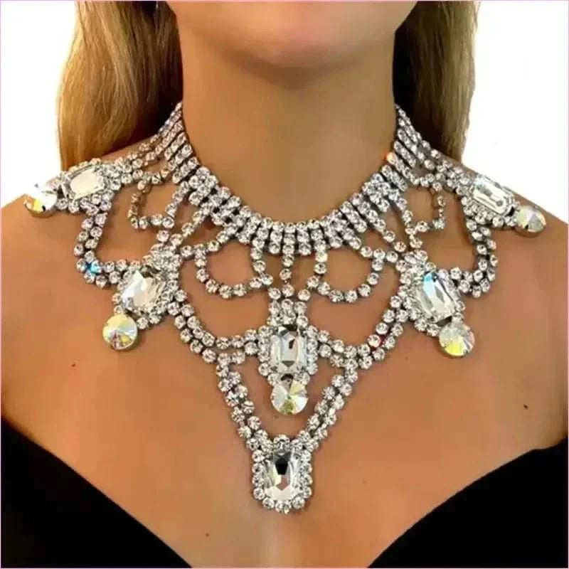 Exaggerated Crystal Large Floral-inspired Luxury Rhinestone Necklace