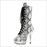 Exotic Snakeskin Lace-up Platform Heel Boots for Gothic Style