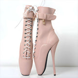 Extreme High-heeled Lace-up Frontless Ballet Ankle Boots