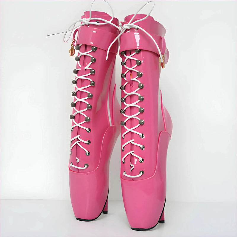 Extreme High-heeled Lace-up Frontless Ballet Ankle Boots