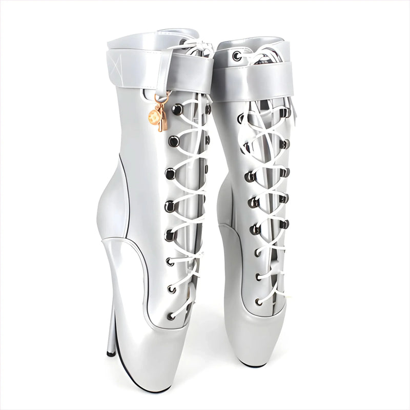 Extreme High-heeled Lace-up Frontless Ballet Ankle Boots